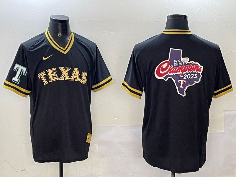 Men Texas Rangers Blank Black Gold Game 2025 Nike MLB Jersey style 5